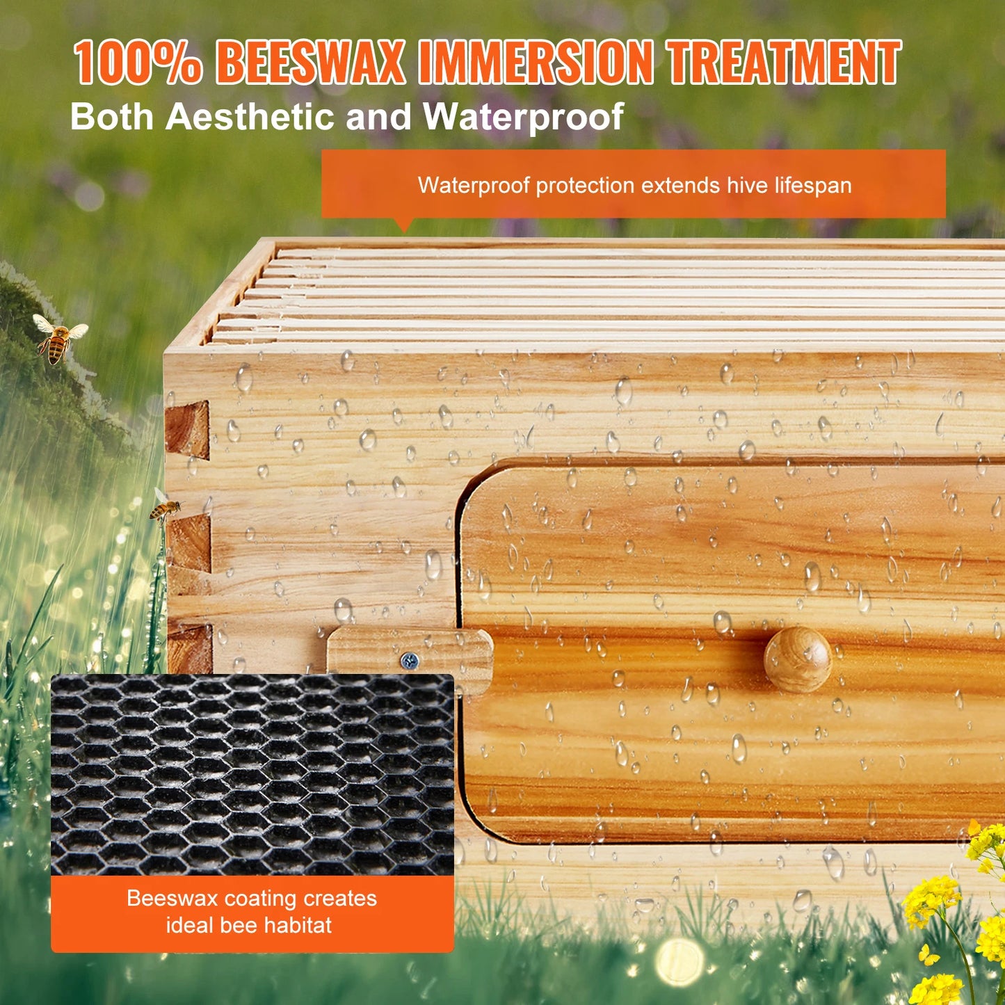 SucceBuy Cedar Bee Hive Langstroth Starter Kit With Acrylic Windows