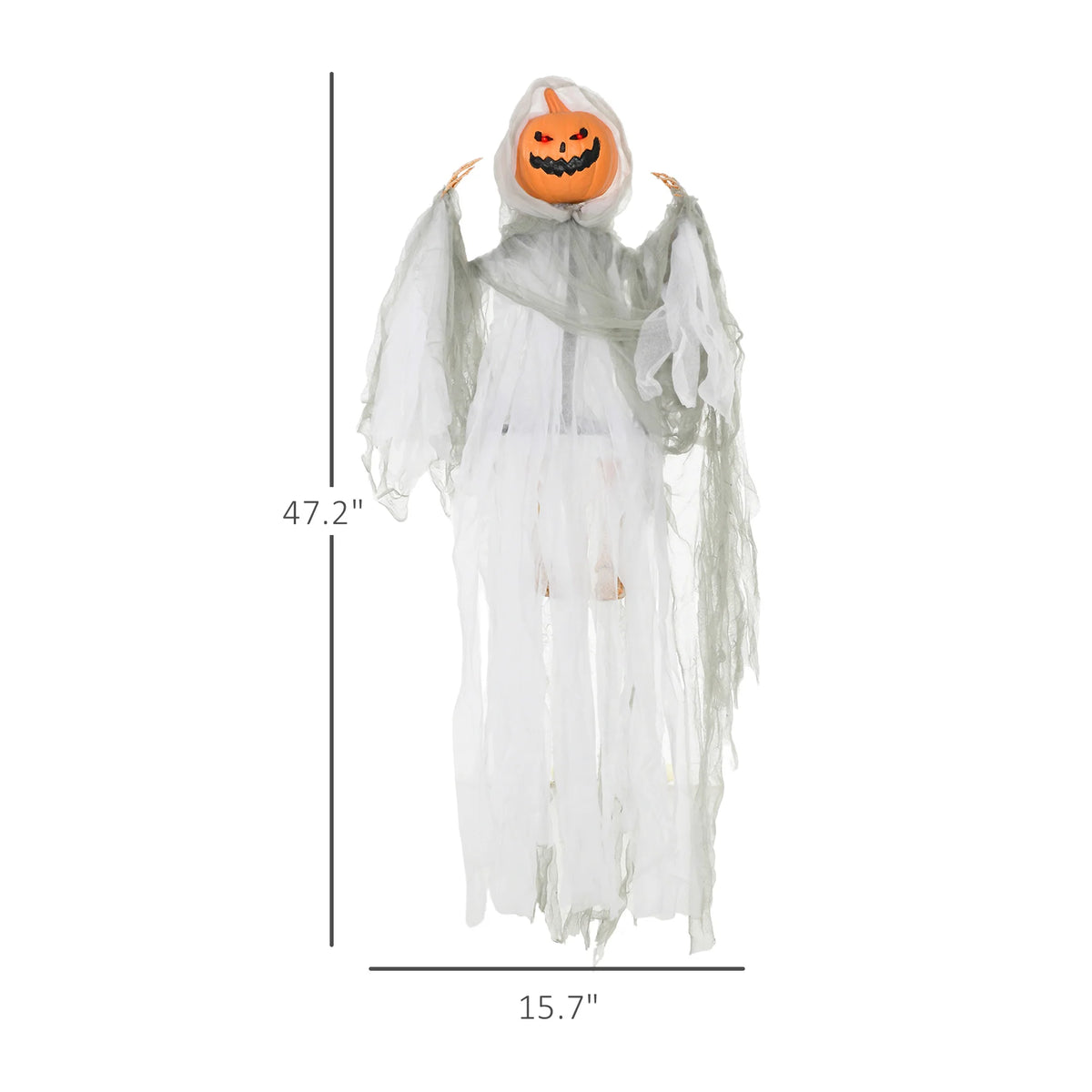HOMCOM 3.9' Outdoor Hanging Halloween Decoration, Pumpkin Ghost, Sound Activated Prop with Light Up Eyes & Creepy Howling Sounds