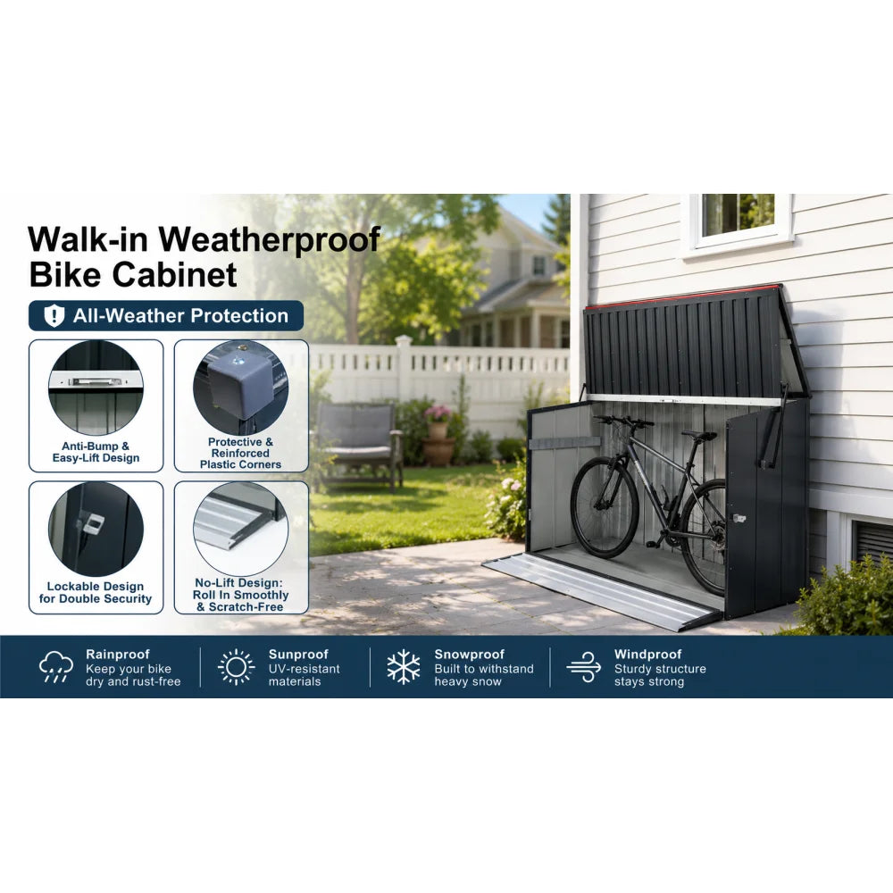 Outdoor Galvanized Steel Storage Shed Weatherproof With Flip Top Lid