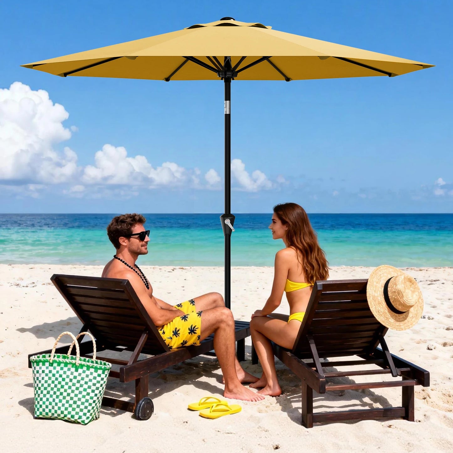 HiMISS Patio Market Umbrella With UPF 50 UV Protection