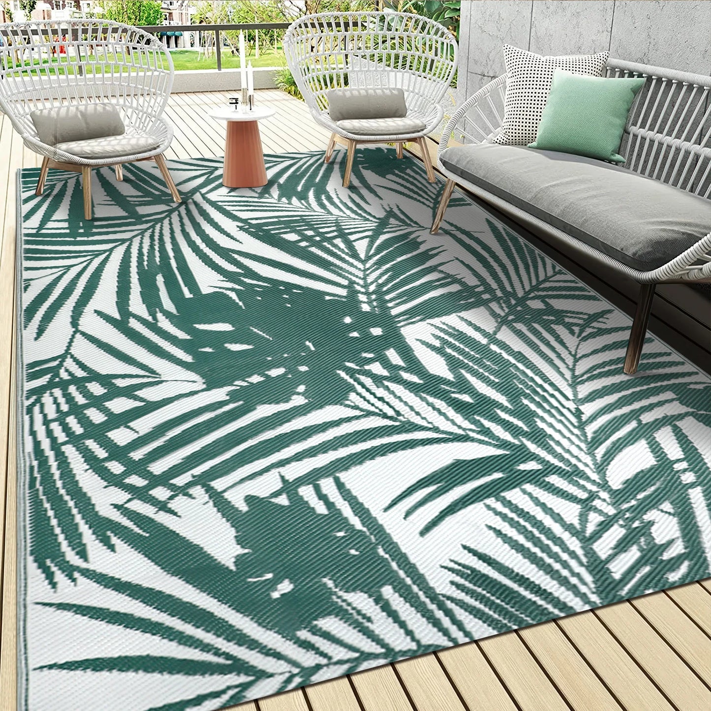 Outdoor Rugs Waterproof Reversible Plastic Straw Mat For Patio And Camping