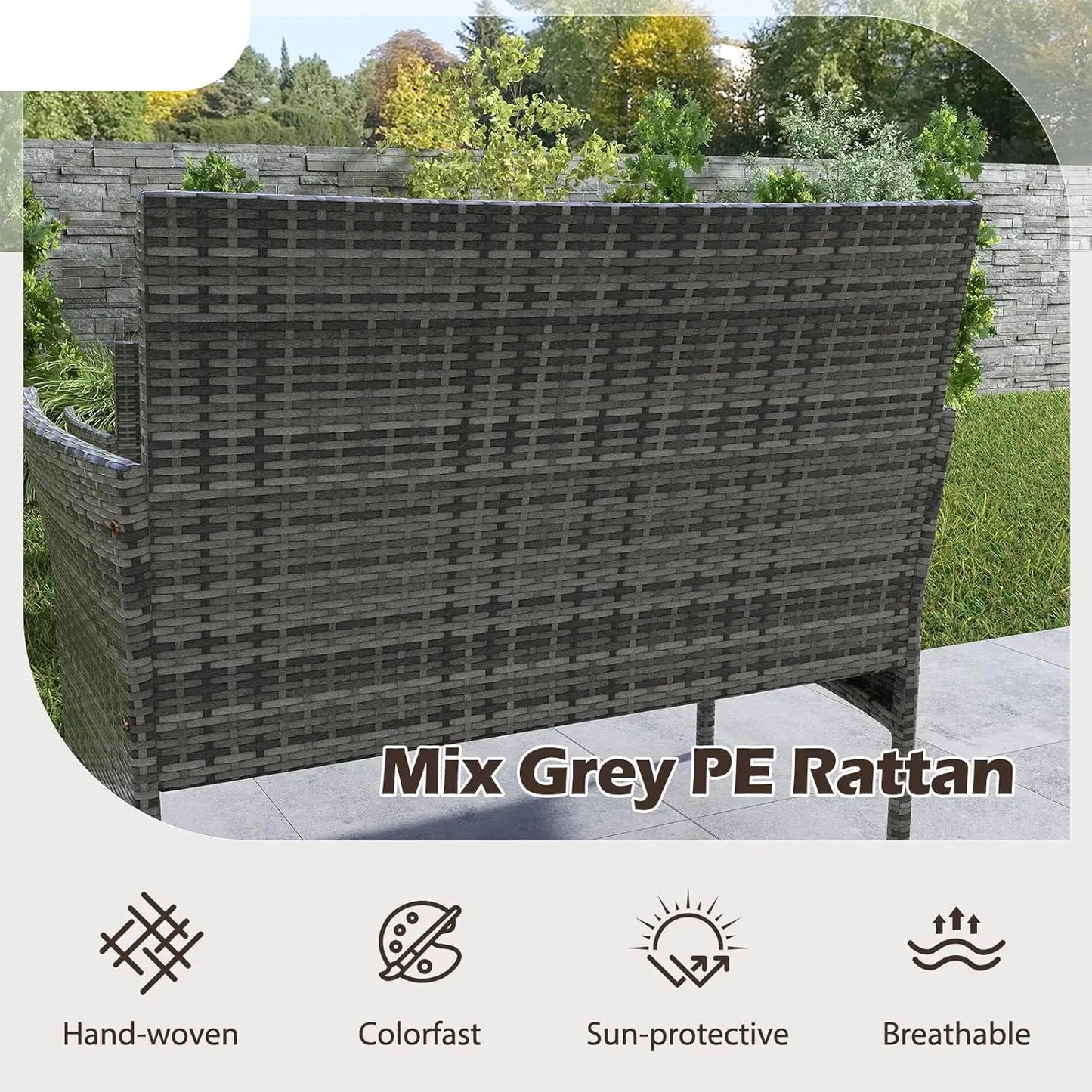 Rattan Outdoor Patio Furniture Set With Cushions And Coffee Table