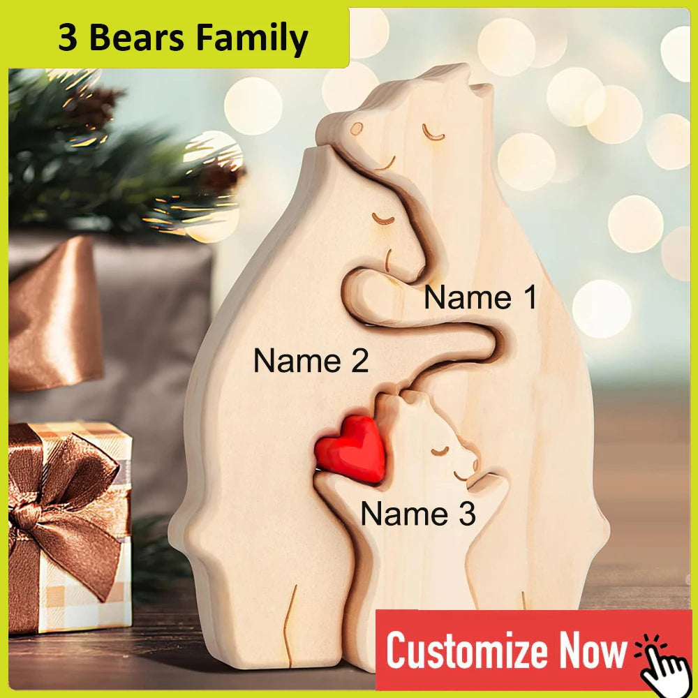 Bear Family Name Puzzle With Free Engraving For Home Desk