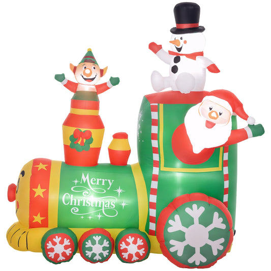 Outdoor Christmas Inflatable Train Featuring Santa And Snowman Led Lights