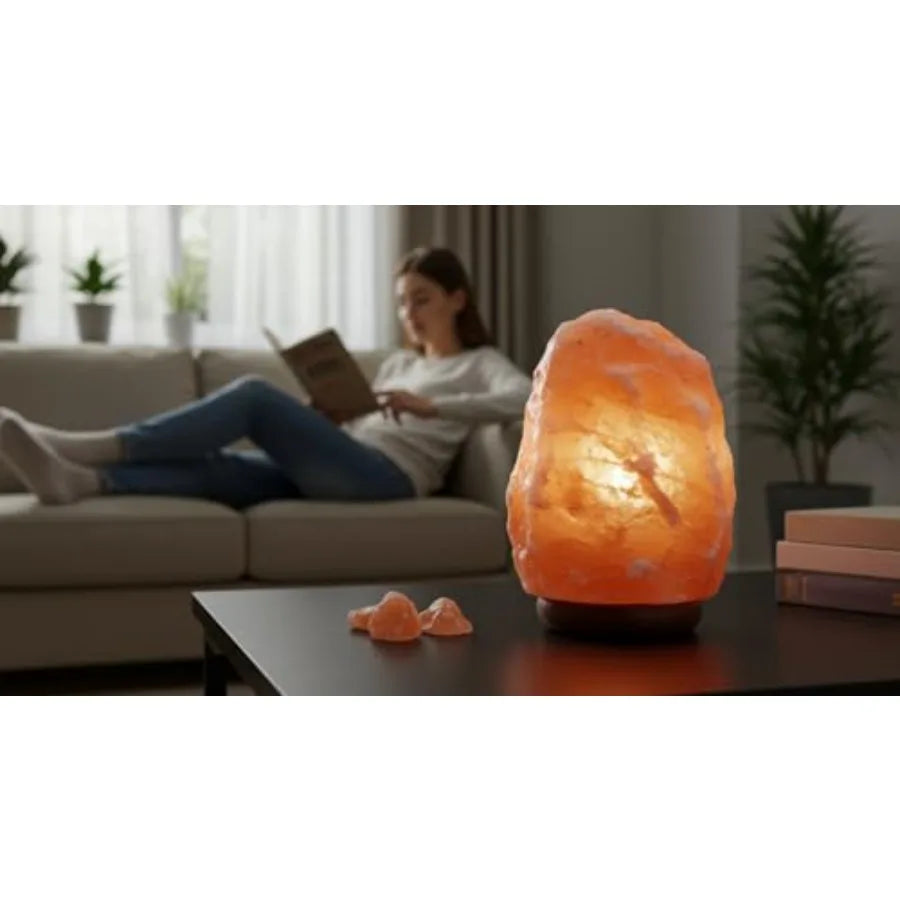 Natural Himalayan Salt Lamp With Wooden Base And Power Cord