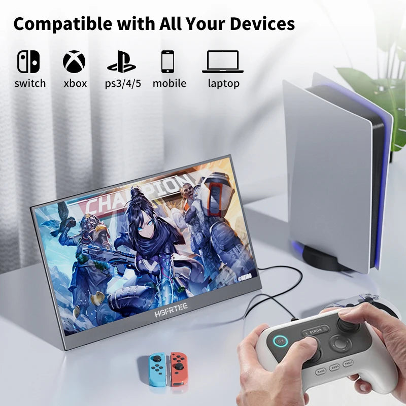 HGFRTEE Portable FHD IPS Monitor for Laptops Type C HDMI