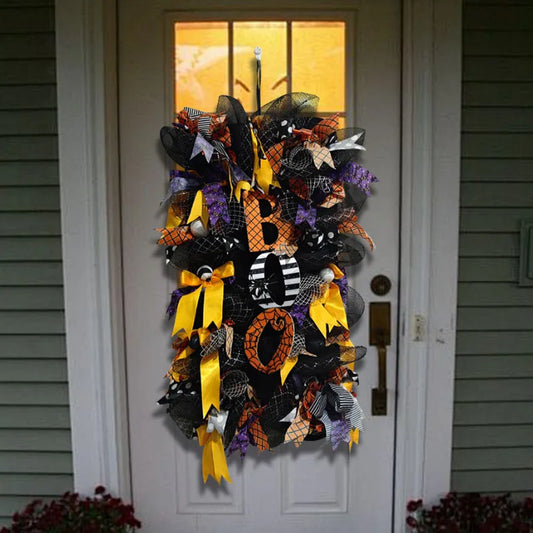 Spooky Halloween Wreath For Door Decoration And Holiday Party Display