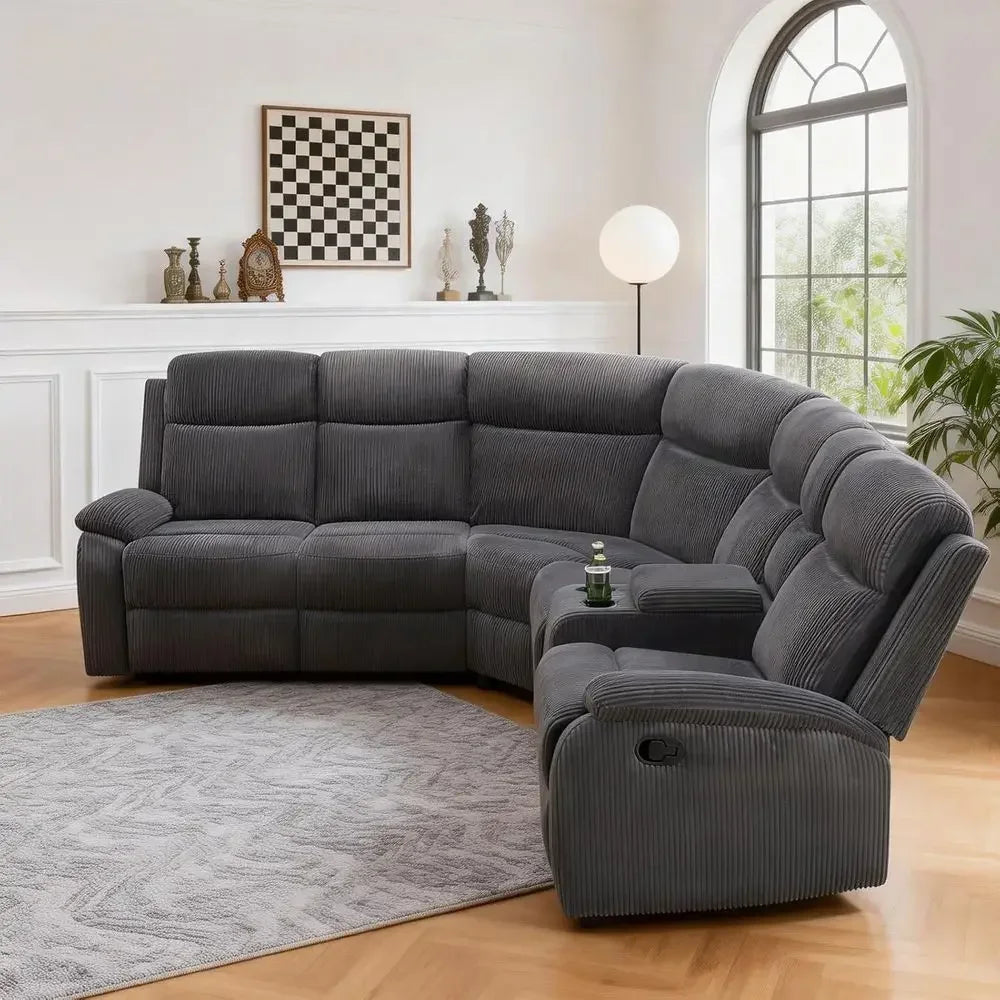 Reclining Sectional Sofa Set With Cup Holders And Storage