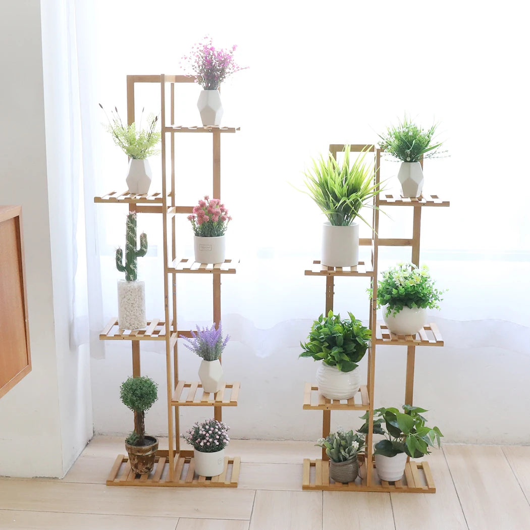 Wisfor Bamboo Corner Plant Stand Rack Tall Indoor Outdoor Shelf