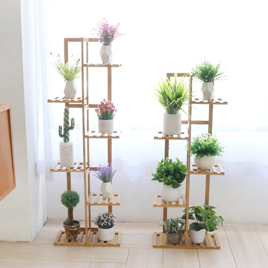 Wisfor Bamboo Corner Plant Stand Rack Tall Indoor Outdoor Shelf