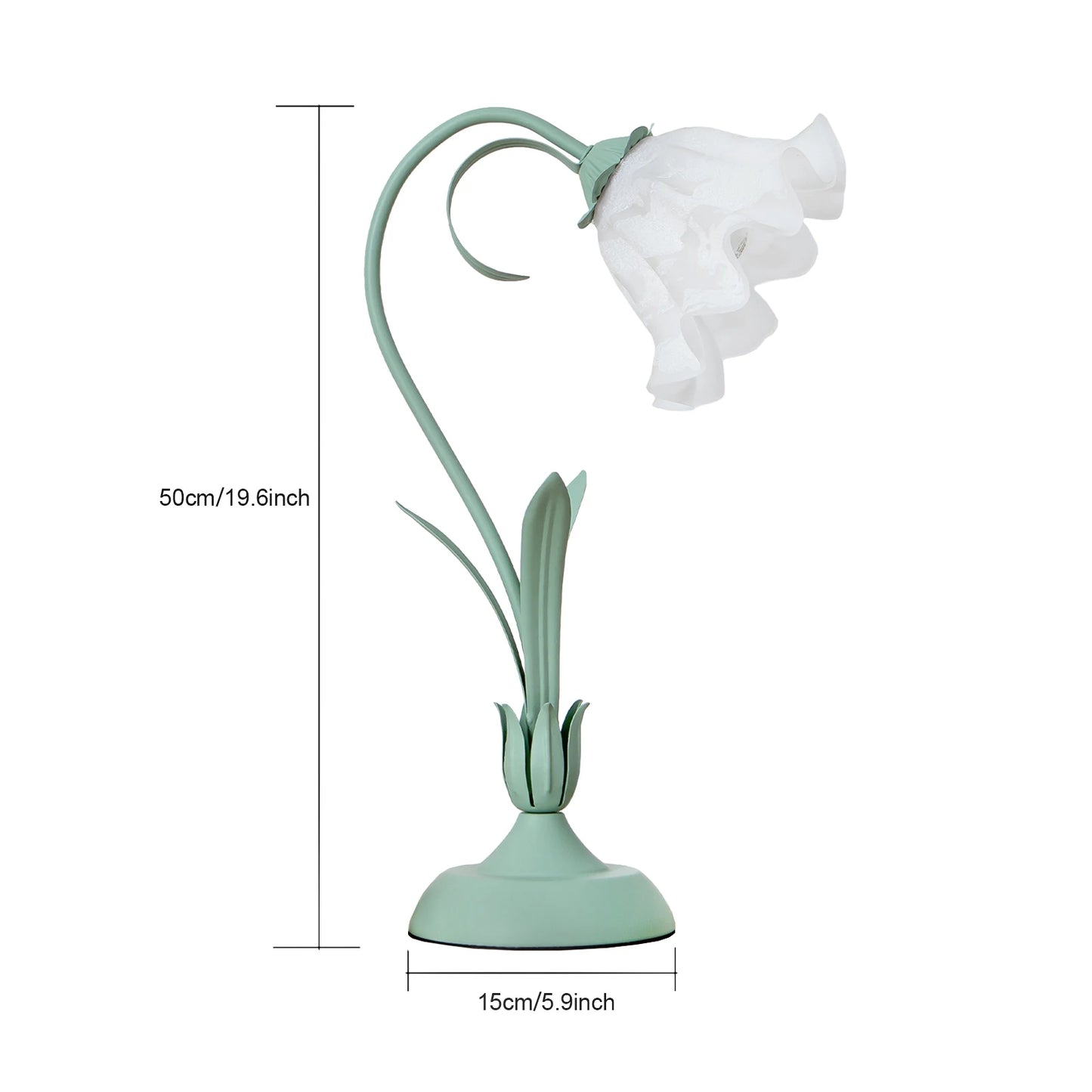 Durable Table Lamp, Green Floral Design, Iron & Glass Construction, E26 Light Source (Not Included), Perfect for Relaxing
