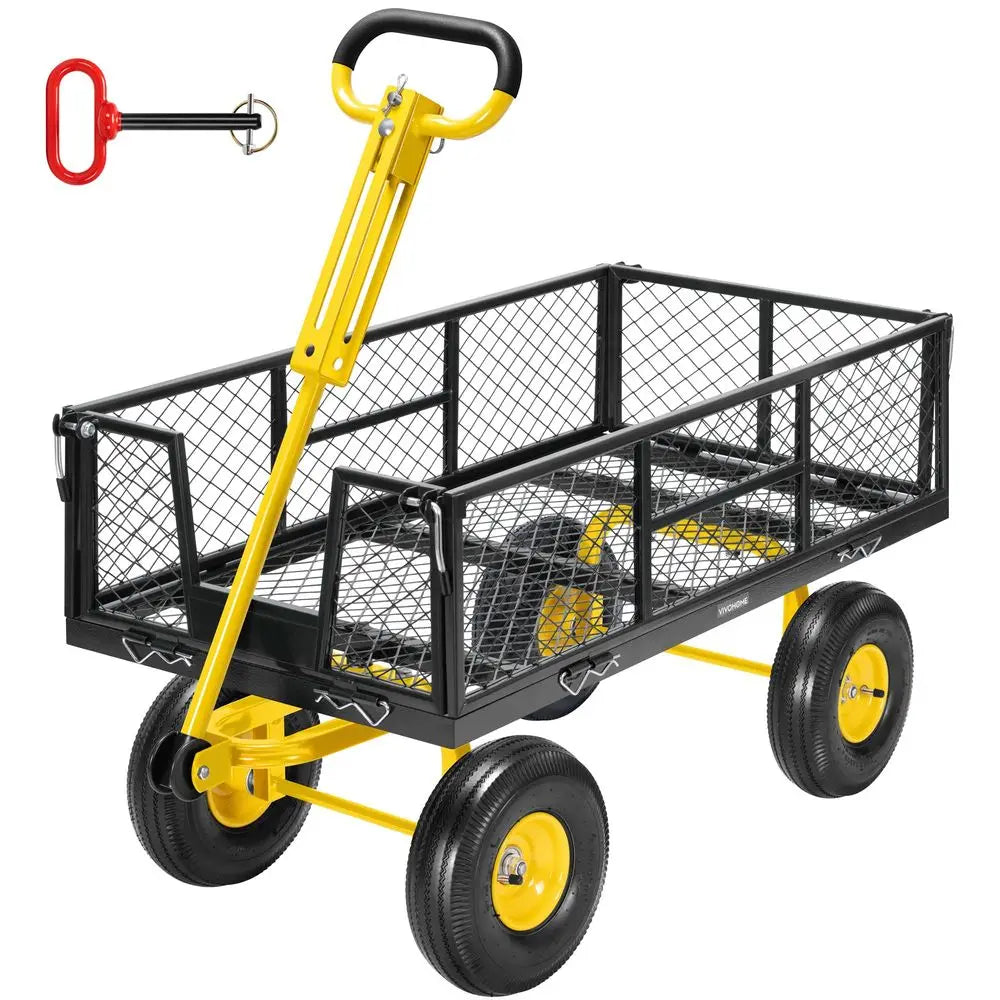 Garden Cart Steel Heavy Duty 900 Lb Yard Wagon Rustproof