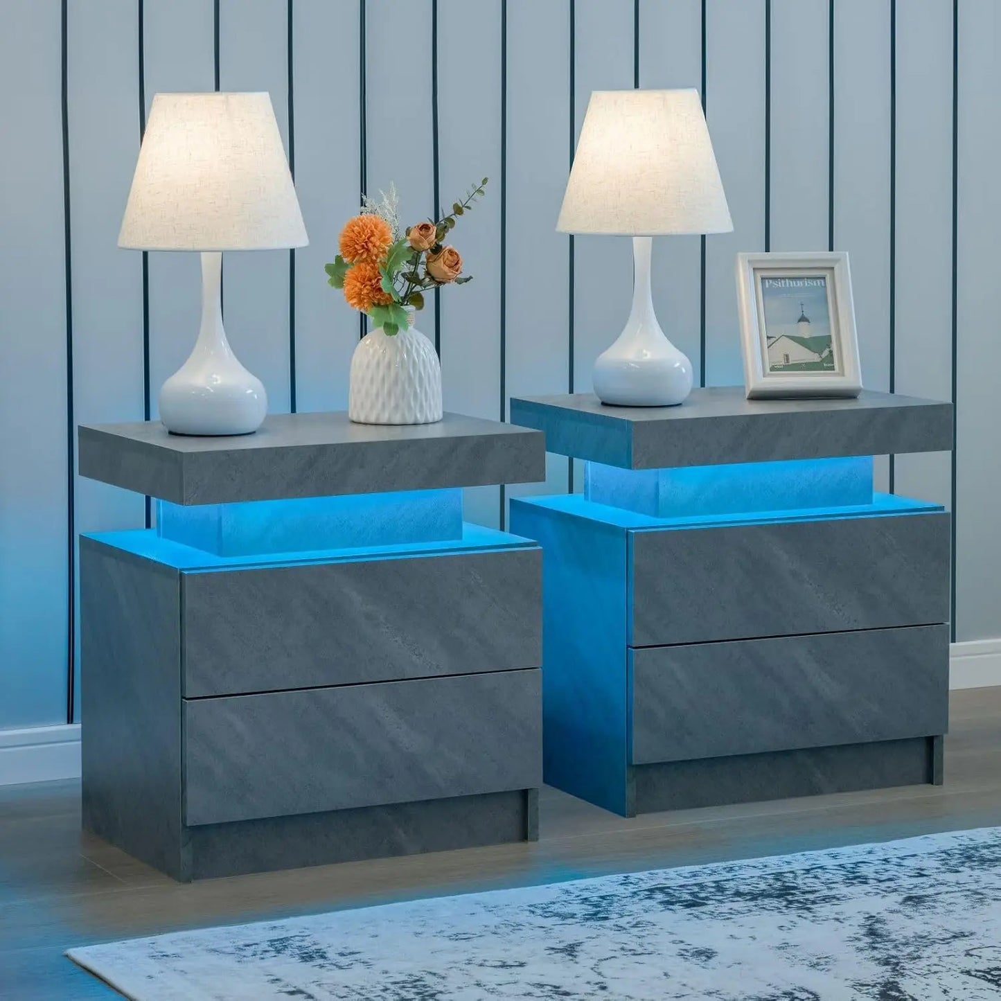 MOYU Nightstand Set of 2 With LED Drawers