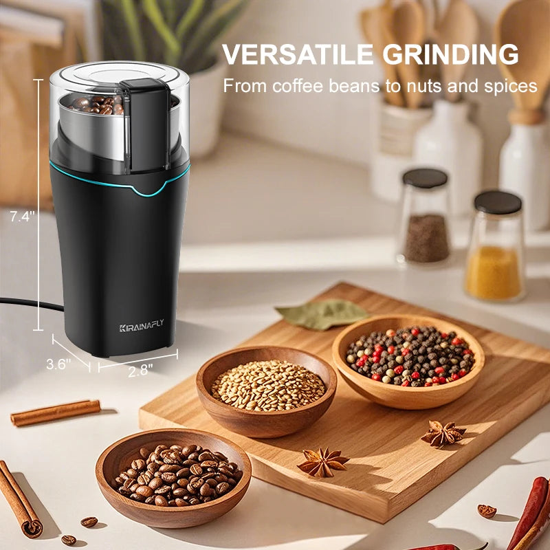 KIRAINAFLY Professional Coffee Grinder With Removable Stainless Steel Cup