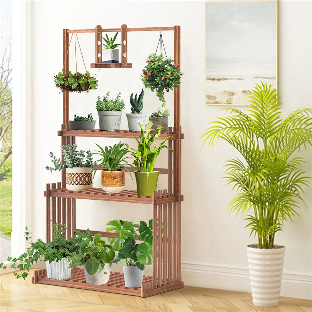 Wooden 3-Tier Hanging Plant Stand For Indoor Outdoor
