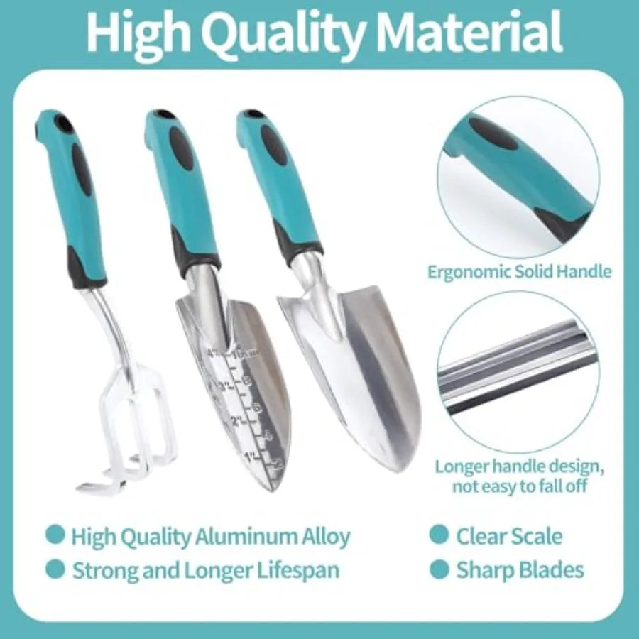 Garden Tools Gardening Tool Set with NonSlip Handles Lightweight Aluminum Alloy RustProof Gardening Hand Tools with Gloves Idea