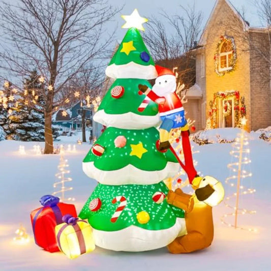 Oloey Outdoor Inflatable Christmas Tree Decoration Featuring Led Lights