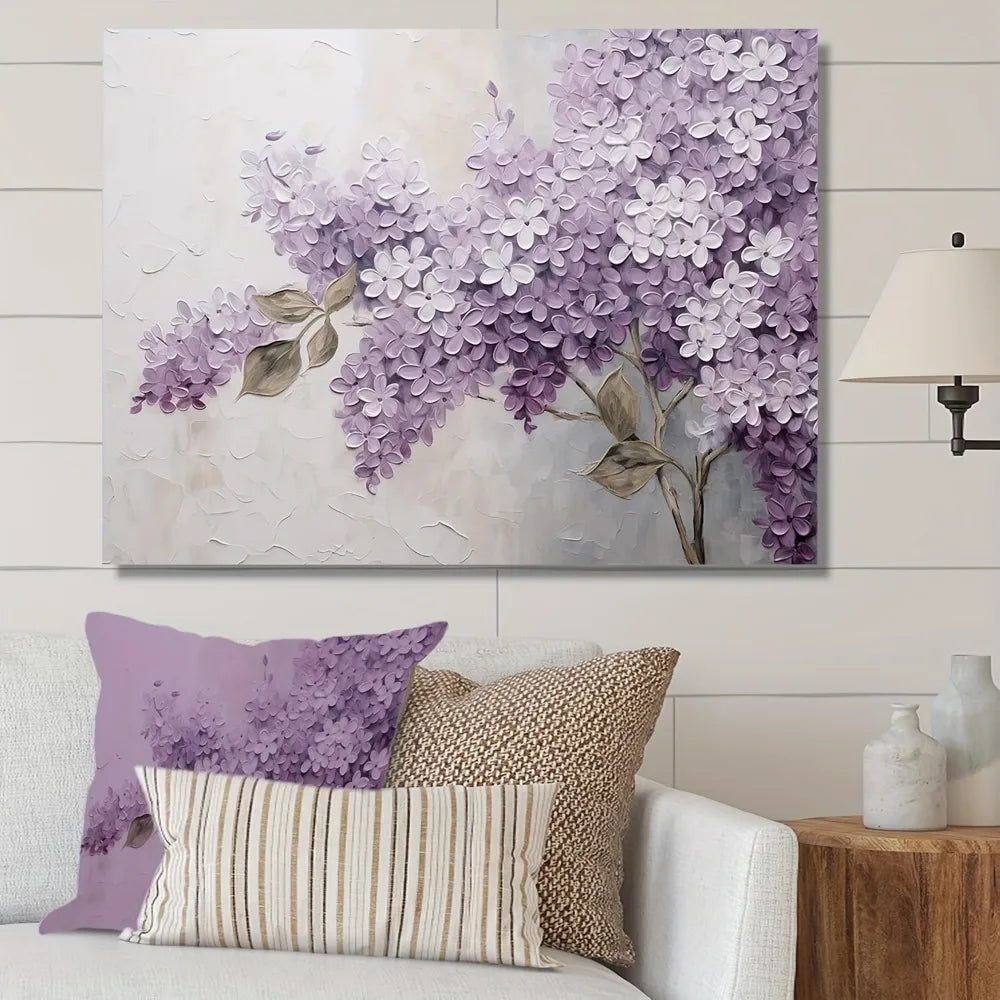 Clove Floral Canvas Wall Art in Pine Frame Landscape Decor