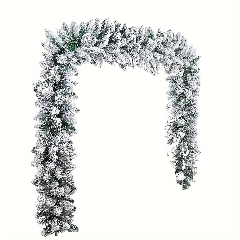Snow Flocked Artificial Christmas Pine Garland for Holiday Home Decor