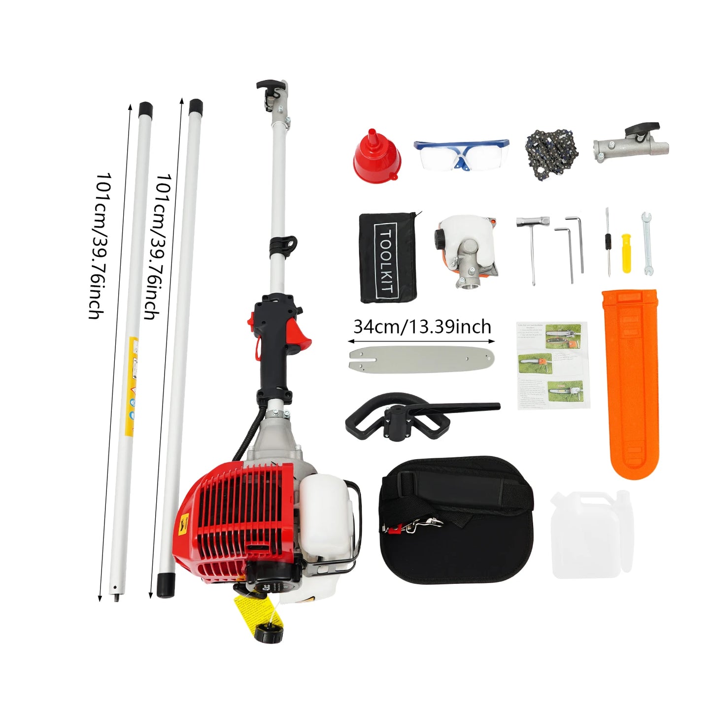 CNCEST Pole Saw, 16-FT Height Reachable Powerful Gas Pole Chainsaw 43CC 2-Cycle Cordless Extension  for Tree Prun& Maintenance