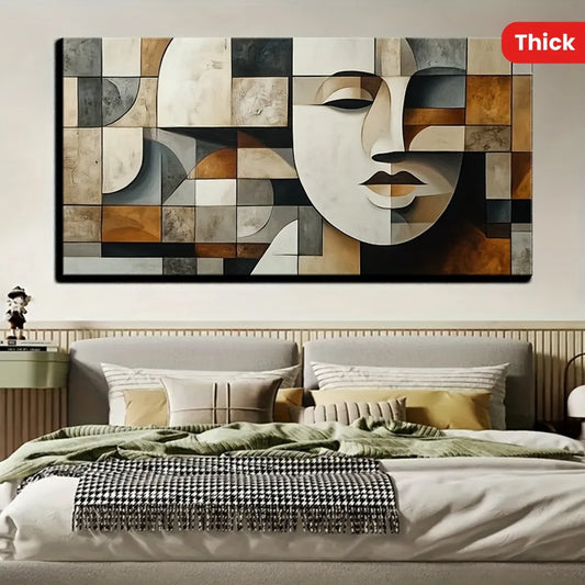Abstract Geometric Oil Paintings Wall Decor Pine Frame