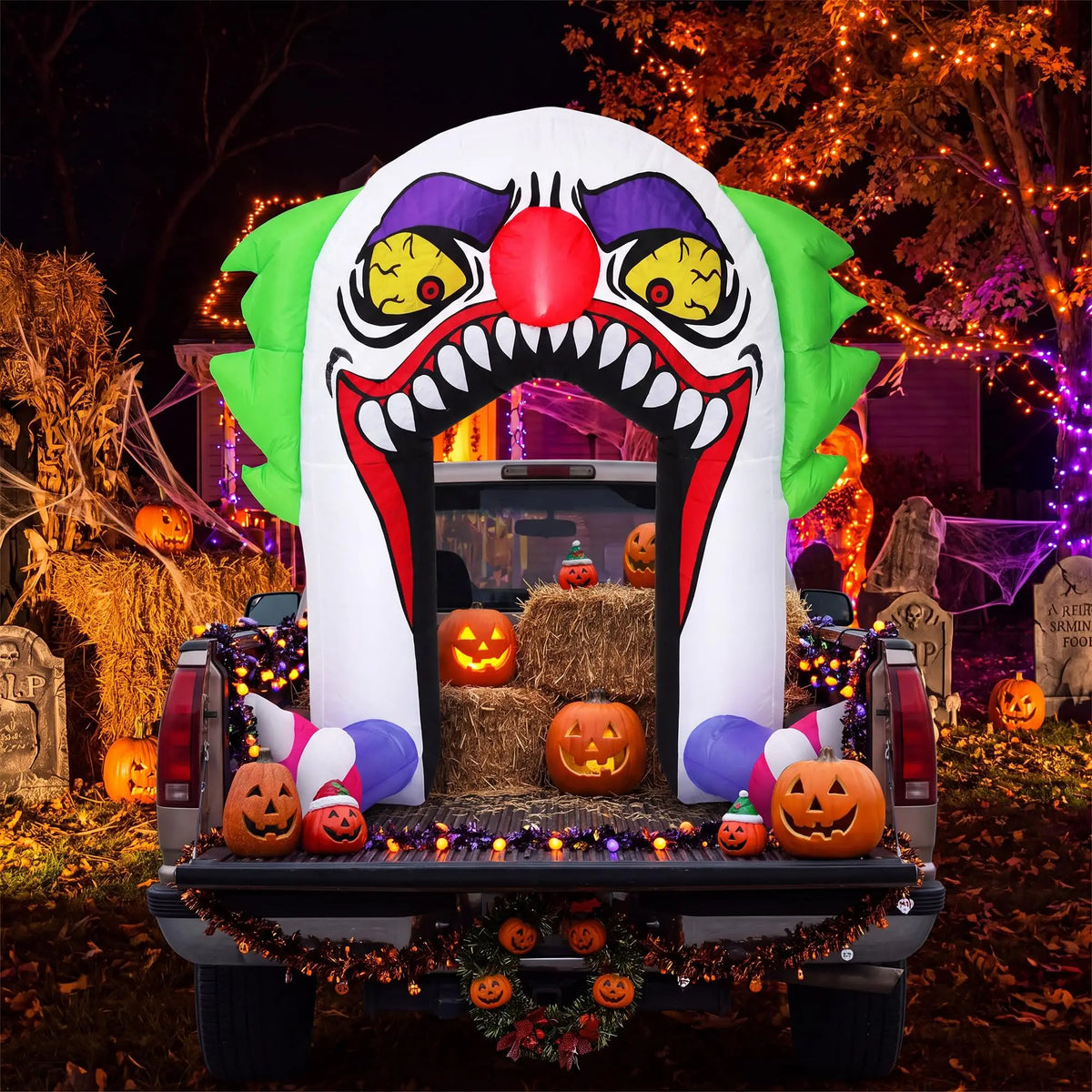 HiMISS Halloween Inflatable Clown Arch With LED Lights for Parties