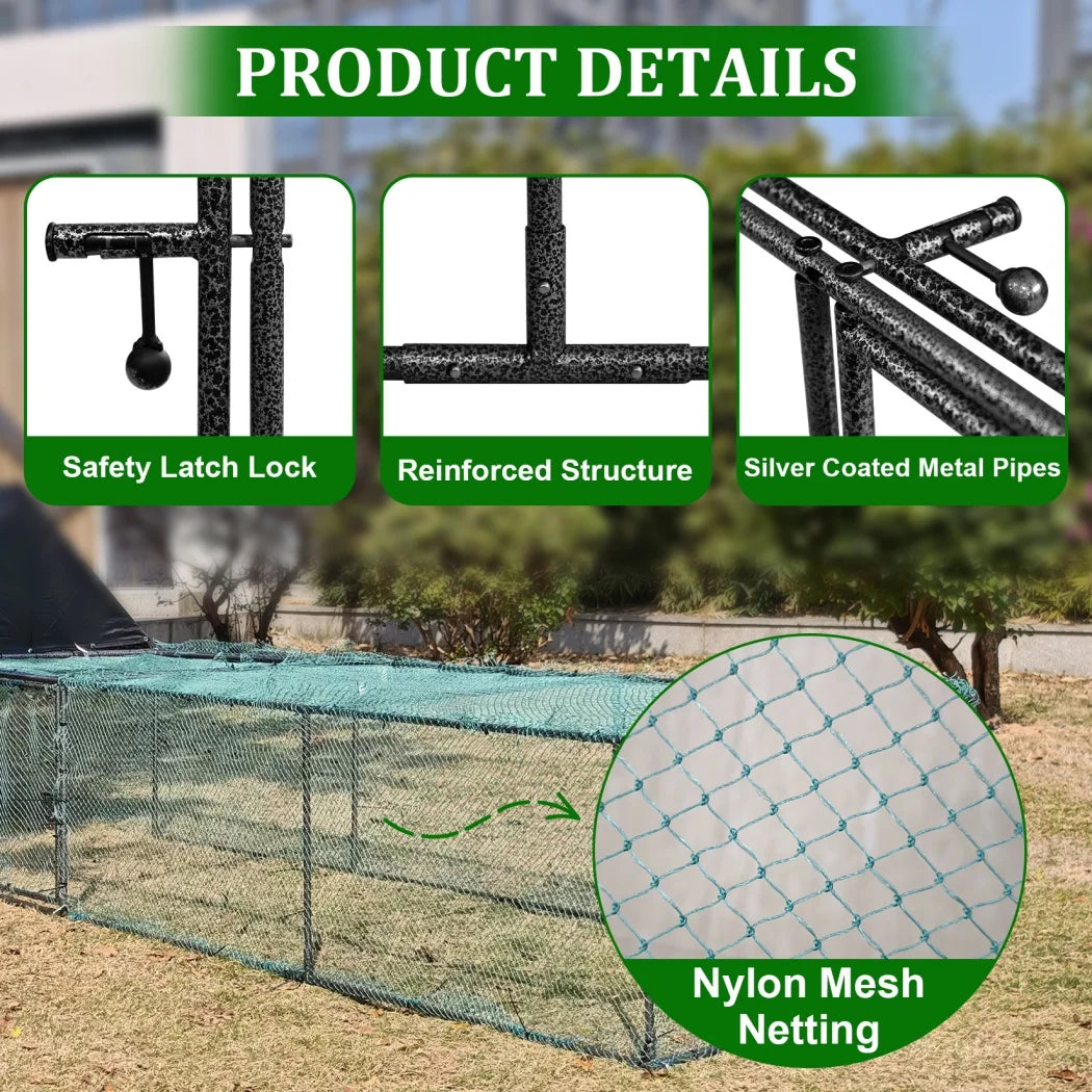 BORWART Chicken Coop Cage Outdoor Poultry Pen With Nylon Netting