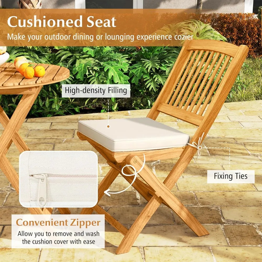 XIUWO Folding Outdoor Dining Chairs With Cushions Bamboo Frame