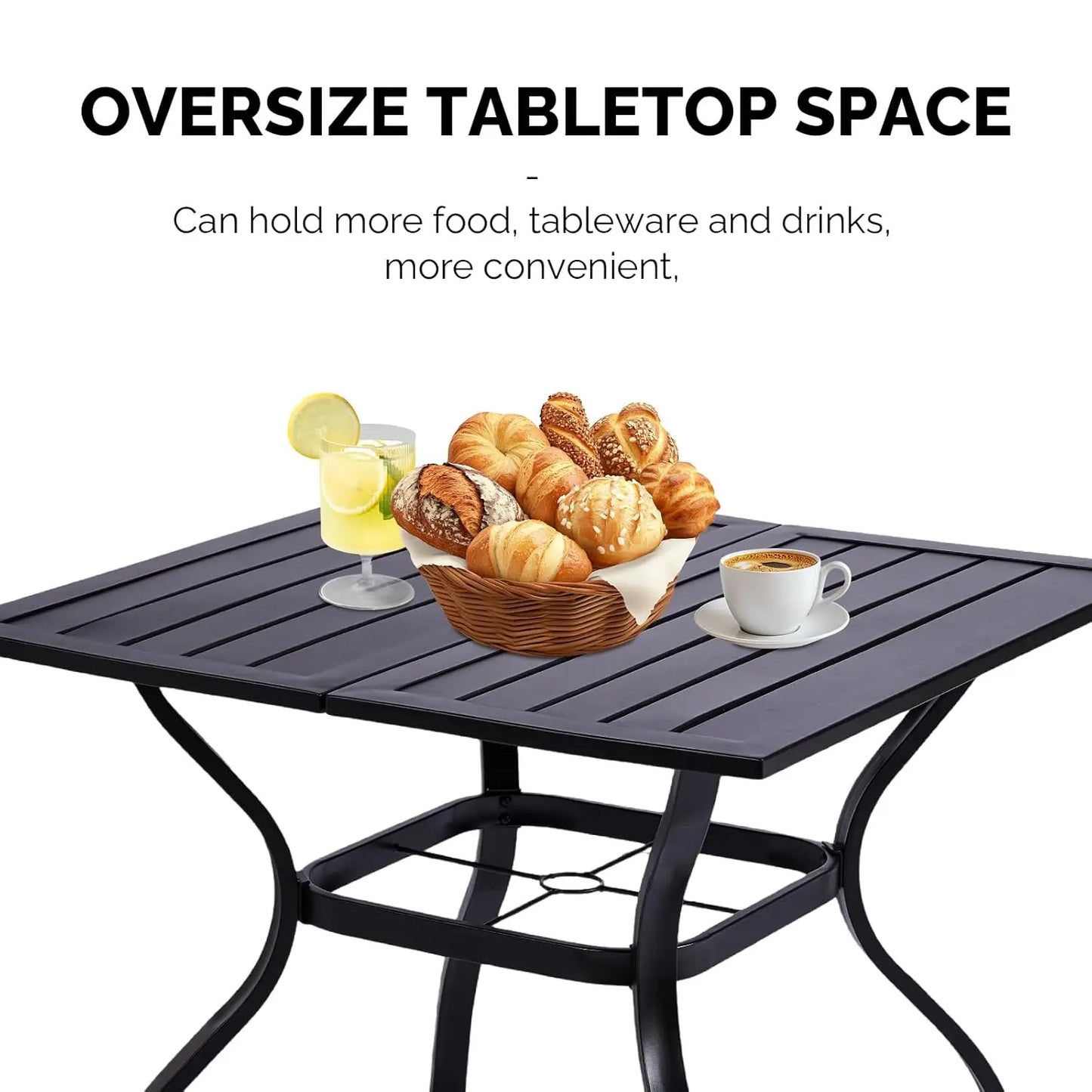 Outdoor Patio Dining Set With Iron Frame And Umbrella Hole