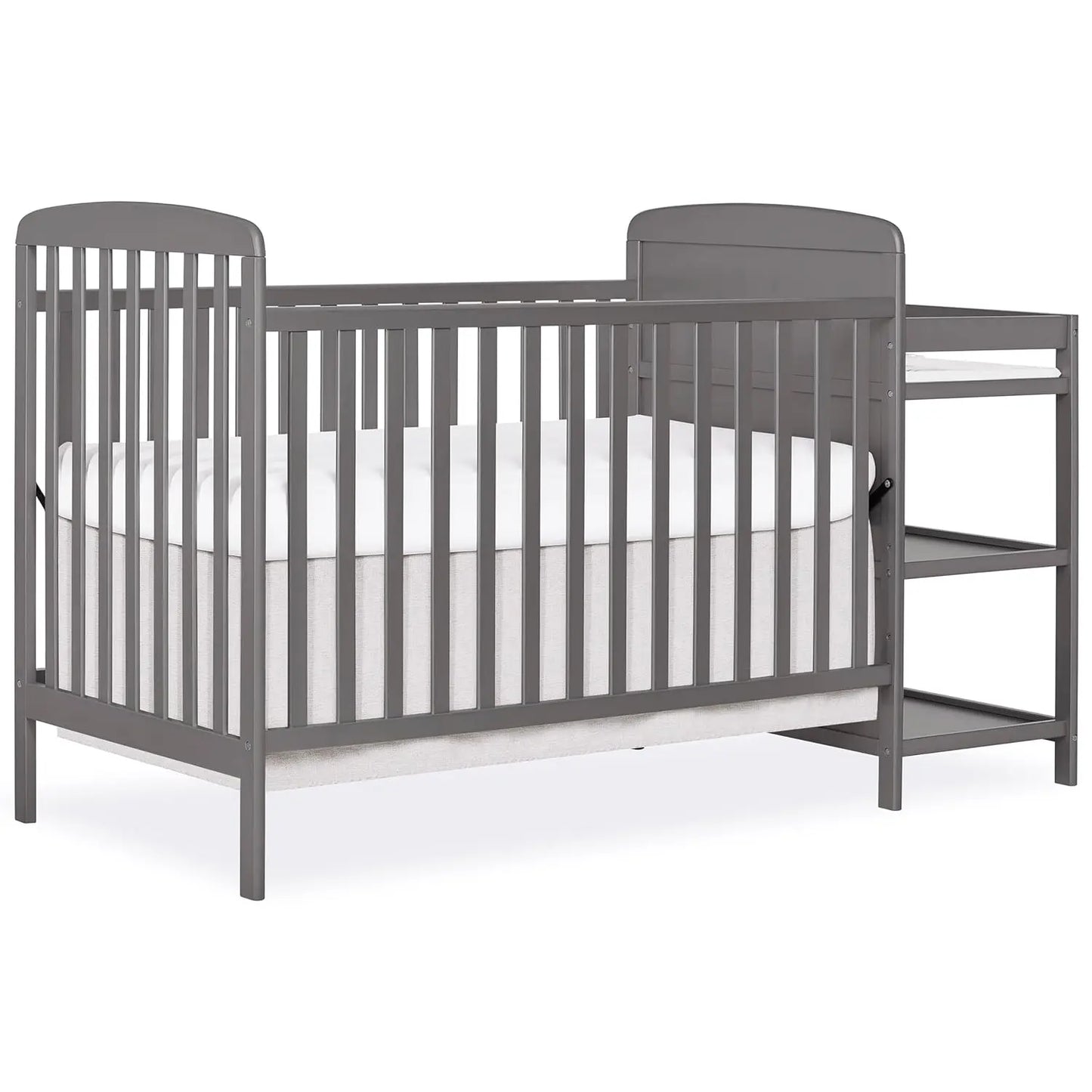 3-in-1 Convertible Baby Crib With Changing Table And Adjustable Mattress