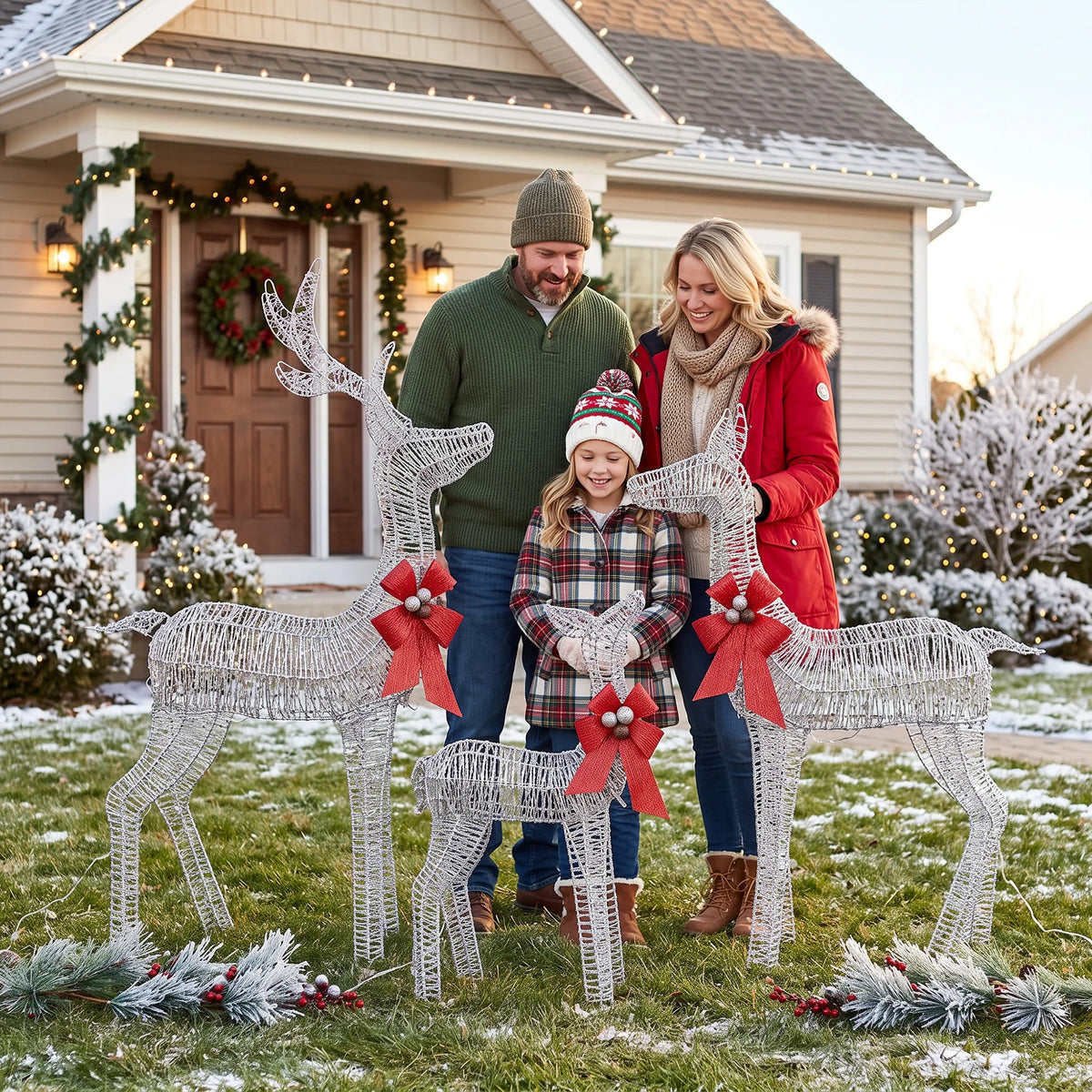 Lighted Christmas Deer Family LED Outdoor Yard Decoration Set