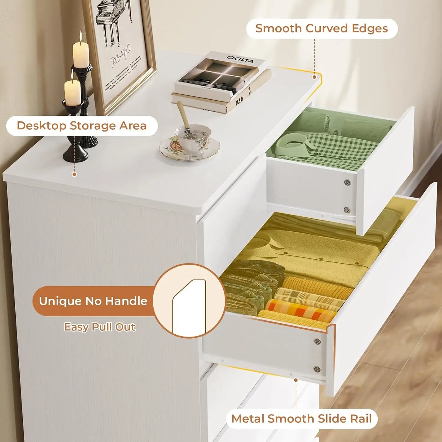 Bedroom Dresser With Eight Drawers Modern Wood Storage