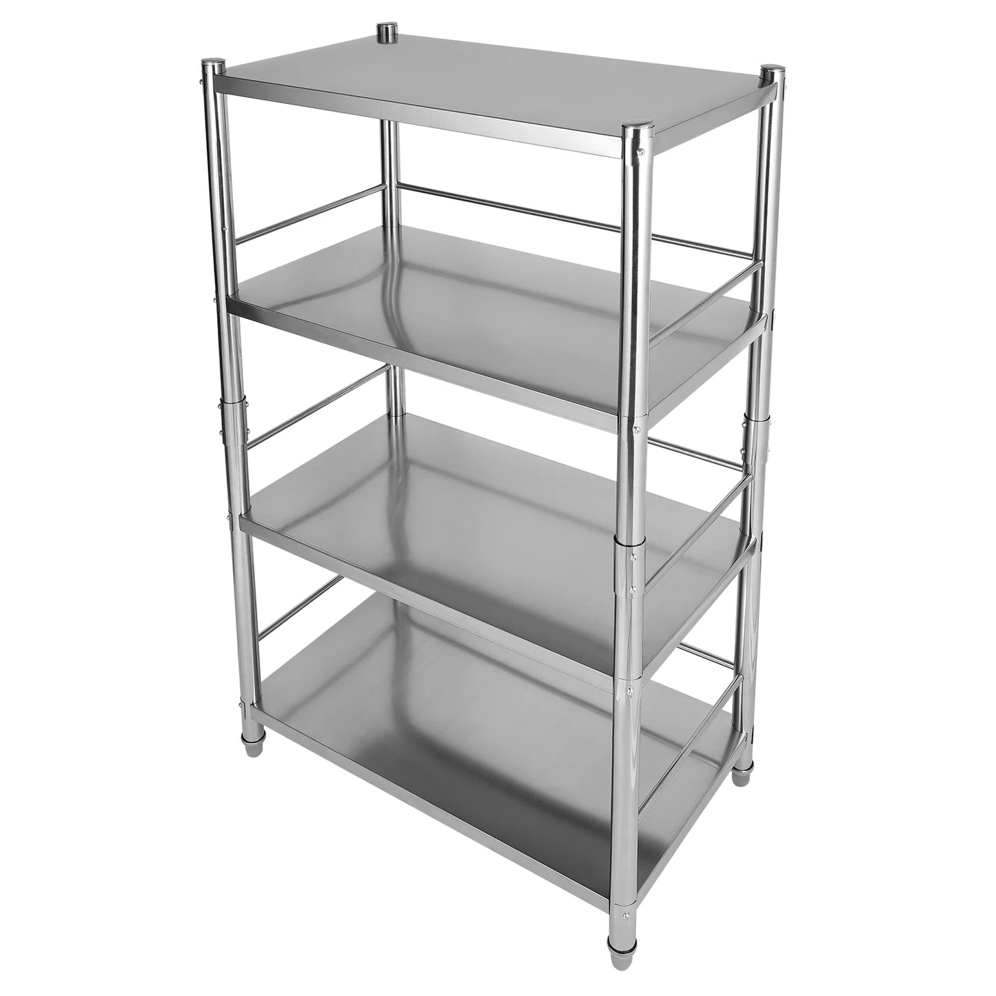 Heavy Duty Stainless Steel Shelving, 4-Tier with 200 lbs Load Capacity per Shelf, Ideal for Organizing Magazines, Beverages, and