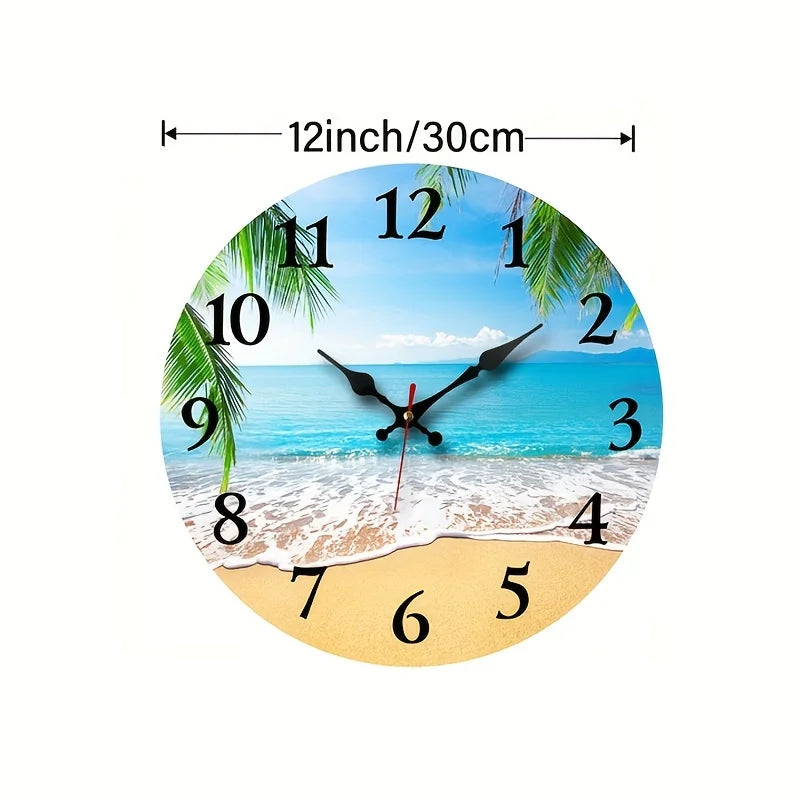 XMSJ Round Wooden Wall Clock For Living Room Decor Silent
