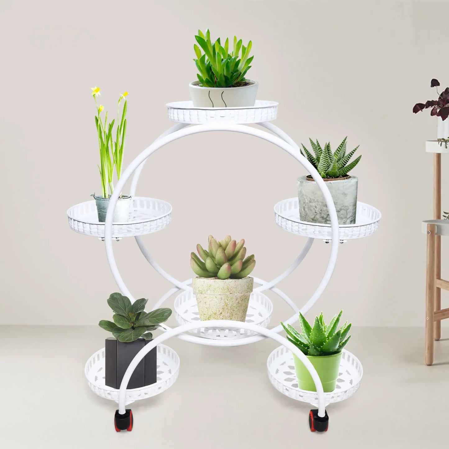 Metal Plant Stand For 6 Pots, Multi Level Indoor Garden