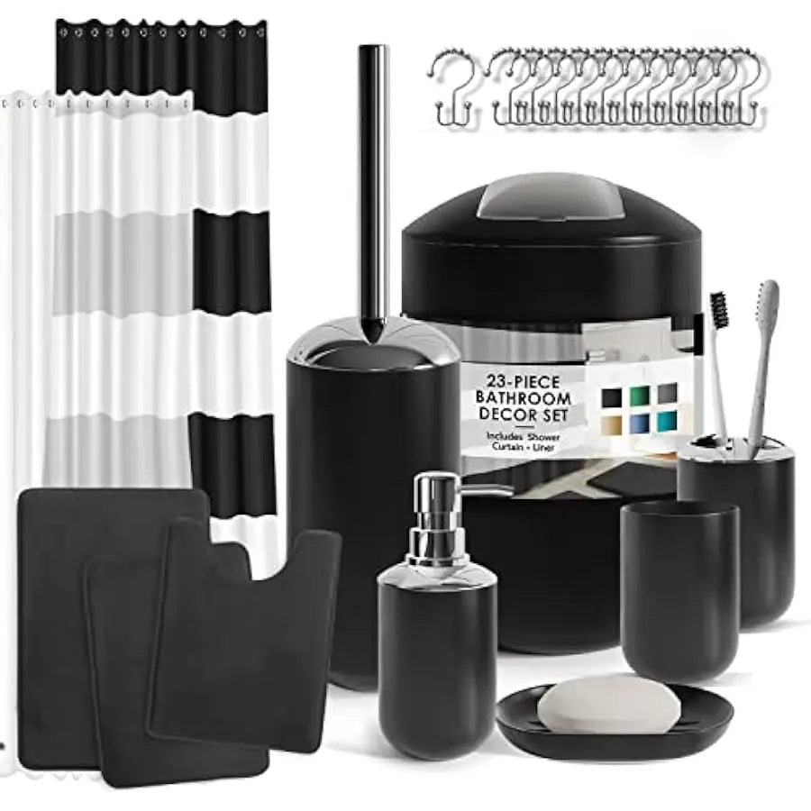 Clara Clark Bath Accessory Set With Shower Curtain Rugs