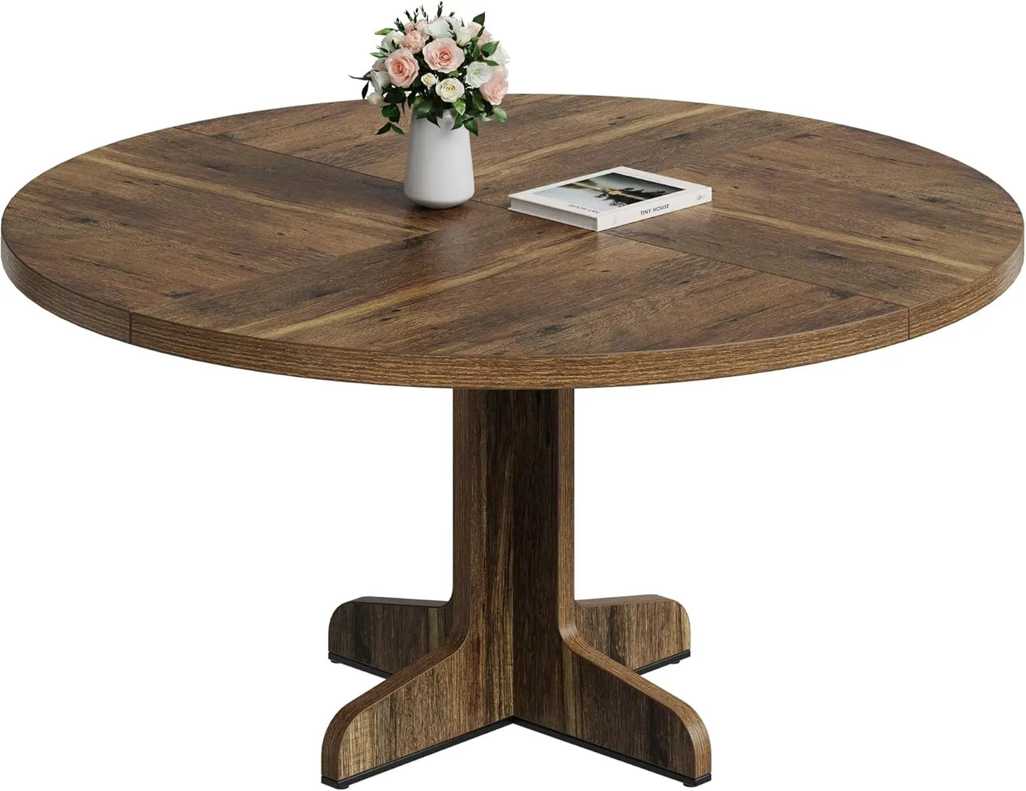 Studyset Round Dining Table For Four Farmhouse Wood Top