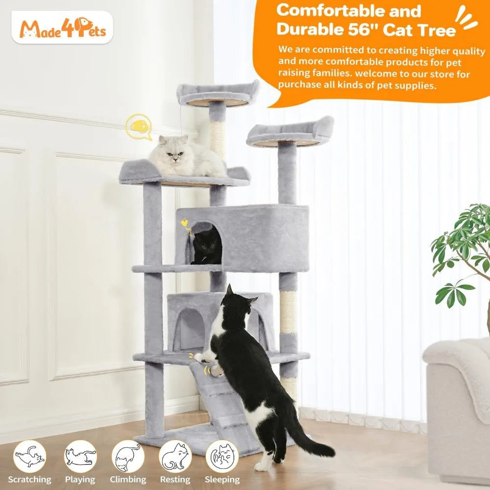 NBVCX Multi Level Cat Tree With Condos And Scratching Posts