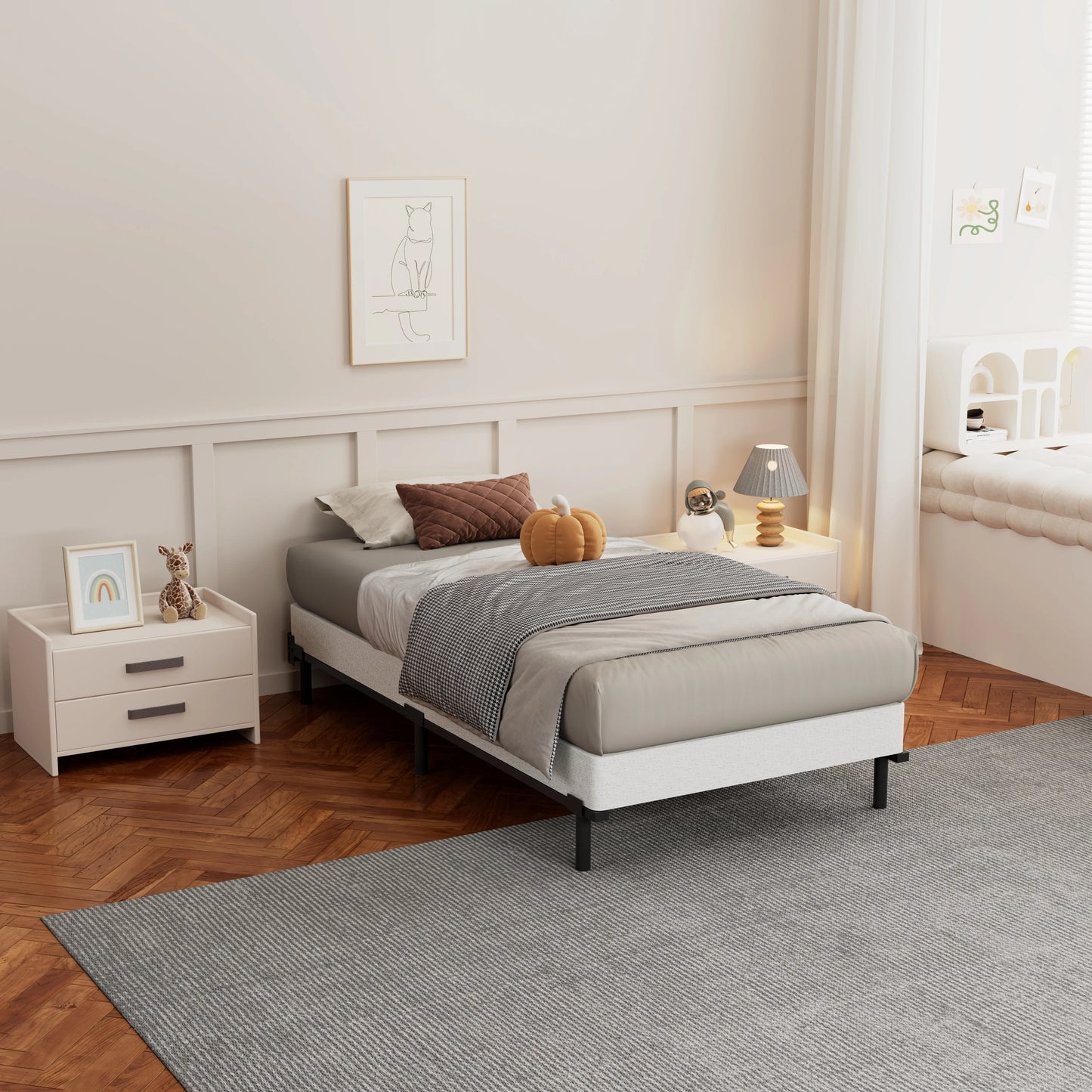AROMUSTIME Metal Bed Frame Platform Bed With Heavy Duty Slats Easy Assembly