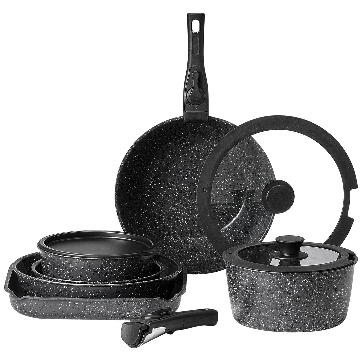 SucceBuy Nonstick Granite Cookware Set For Induction Pots And Pans