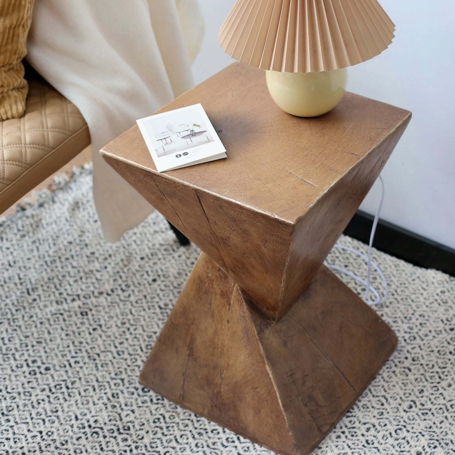Lightweight Concrete Accent Table With Modern Geometric Design