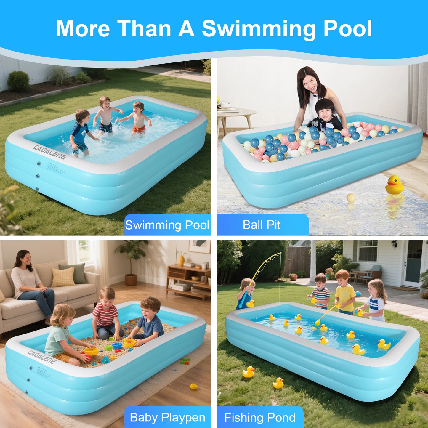 CADALENE Inflatable Pool For Kids And Adults Family Backyard