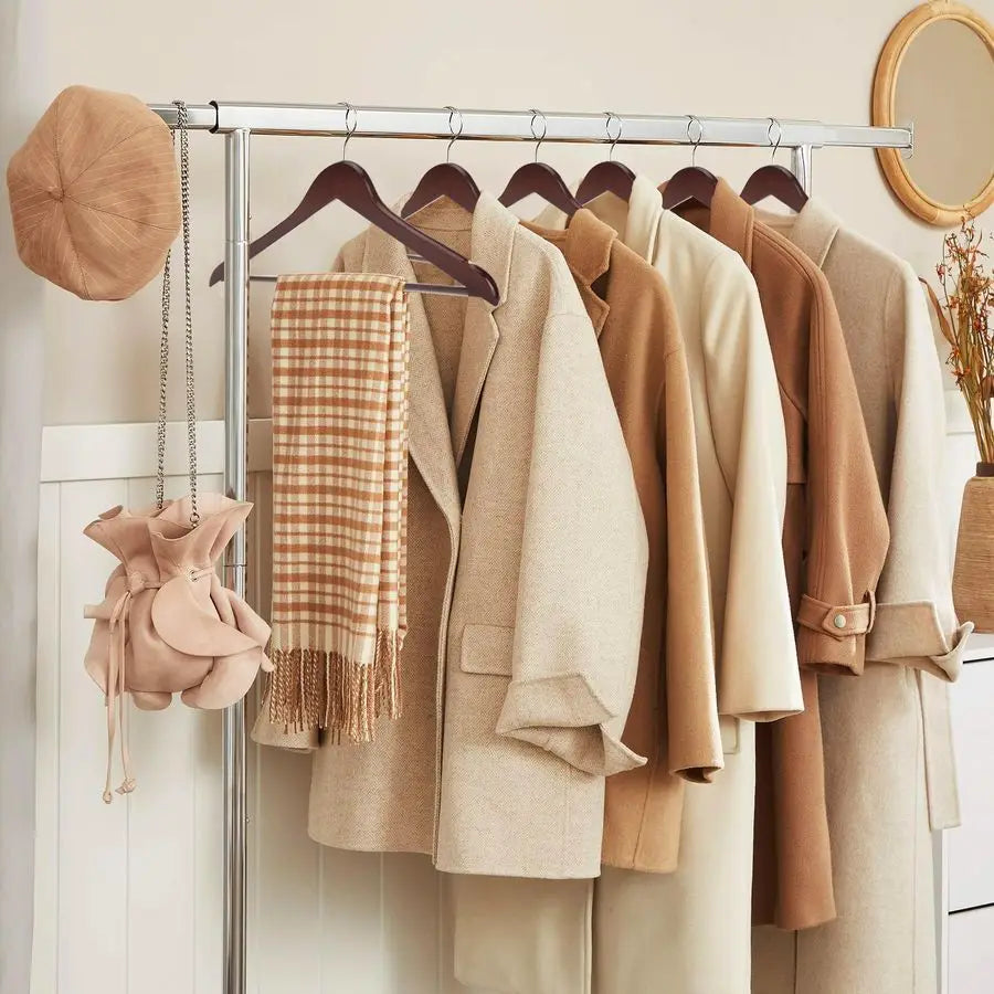 Walnut Wooden Coat Hangers 20 Pack Non Slip Pant Bar