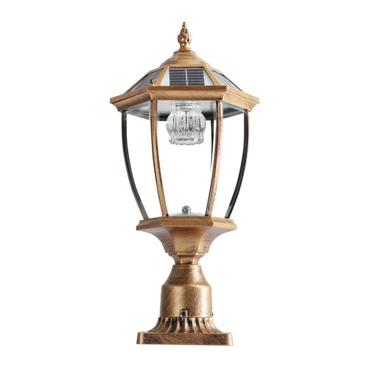 Vintage Solar LED Post Light - Waterproof Outdoor Lantern- Antique Bronze Finish, Auto On/Off, Energy-Saving Decorative Lighting