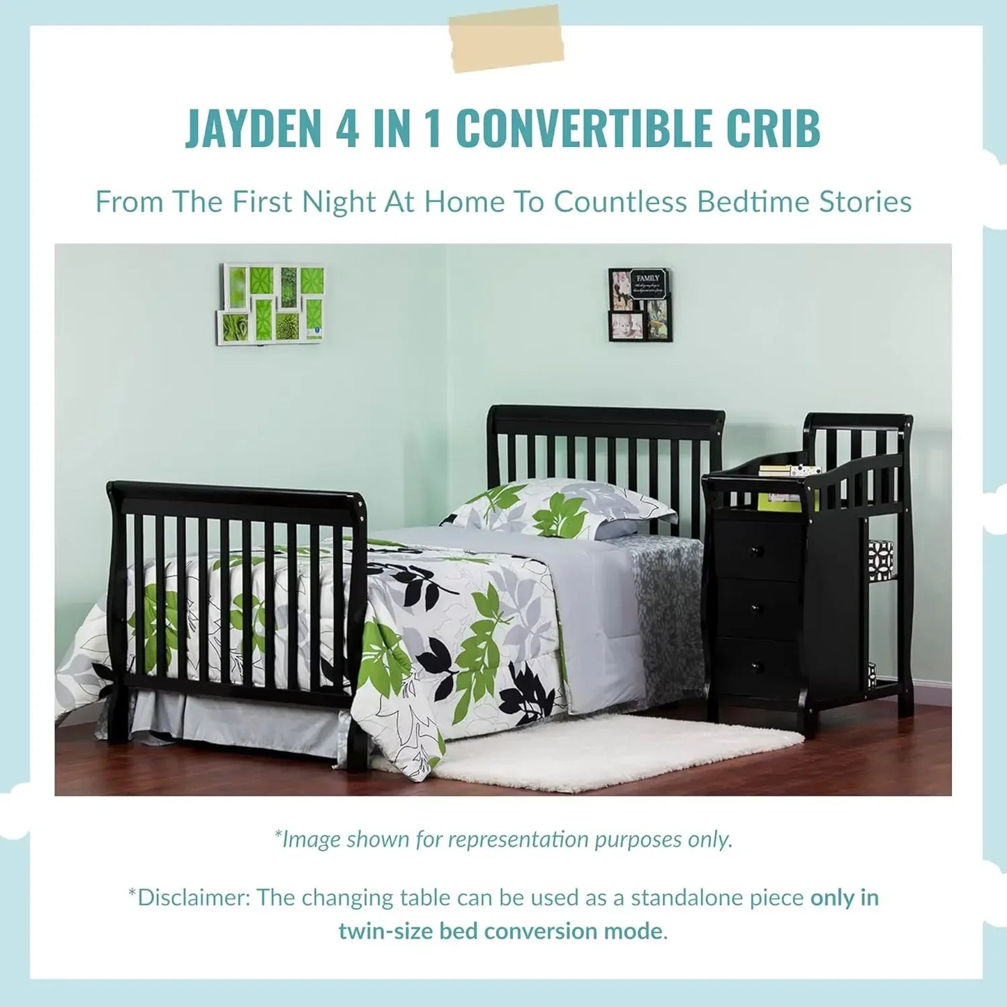 Jayden 4 In 1 Mini Convertible Baby Crib And Changer