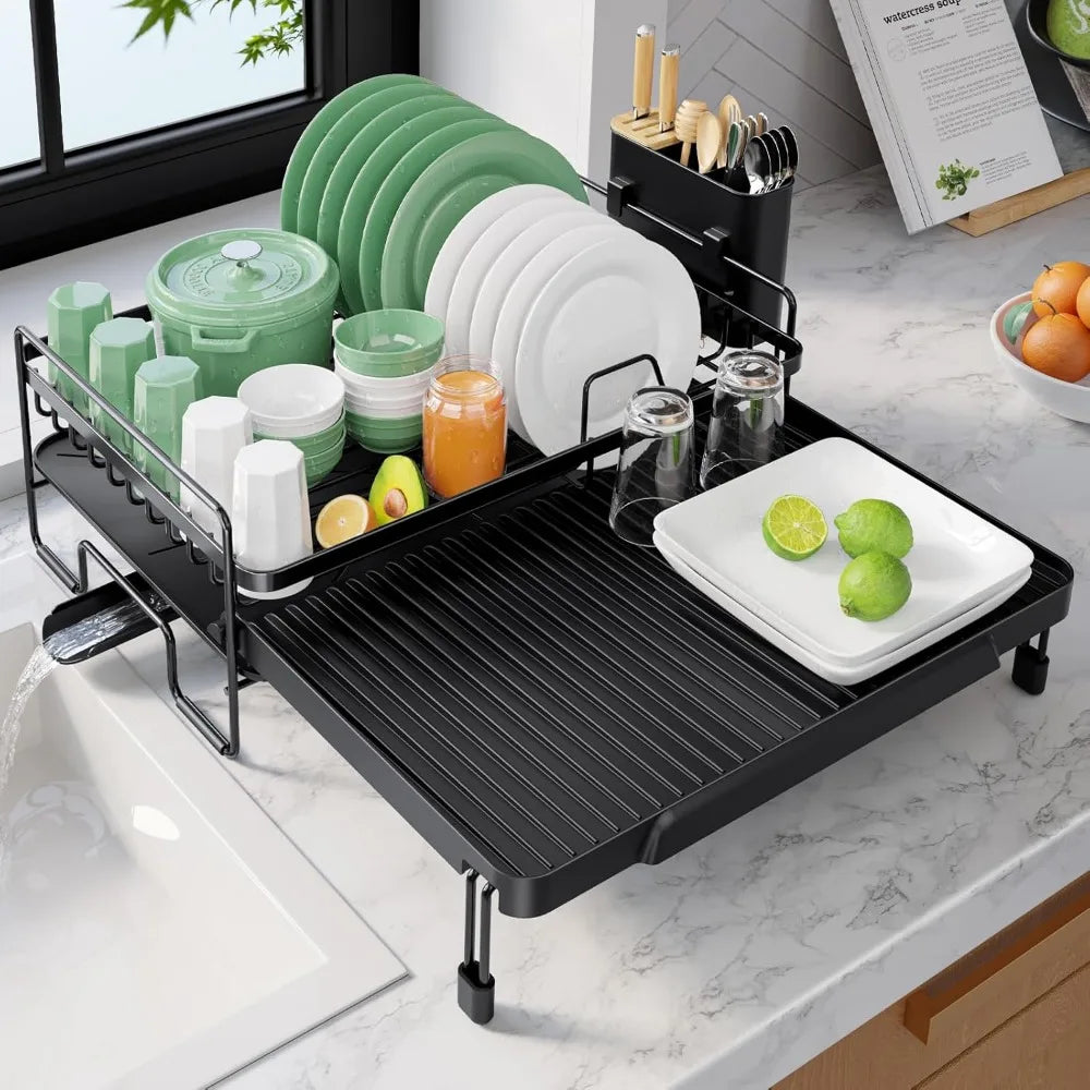 NBVCX Carcase Adjustable Over Sink Dish Drying Rack With Drain