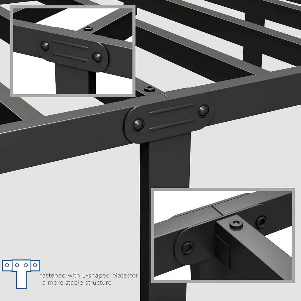 Full Size Metal Bed Frame with Headboard Footboard 14 Inch Platform Steel Slat Under Bed Storage No Box Spring
