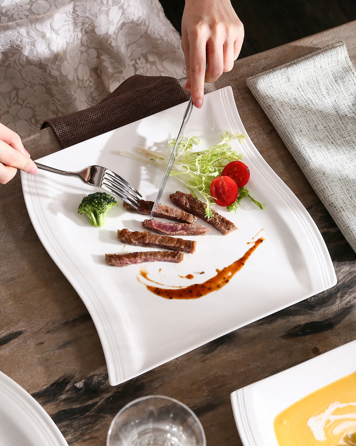 Malacasa Flora Series Ceramic Dinner Plates Premium Tableware Set