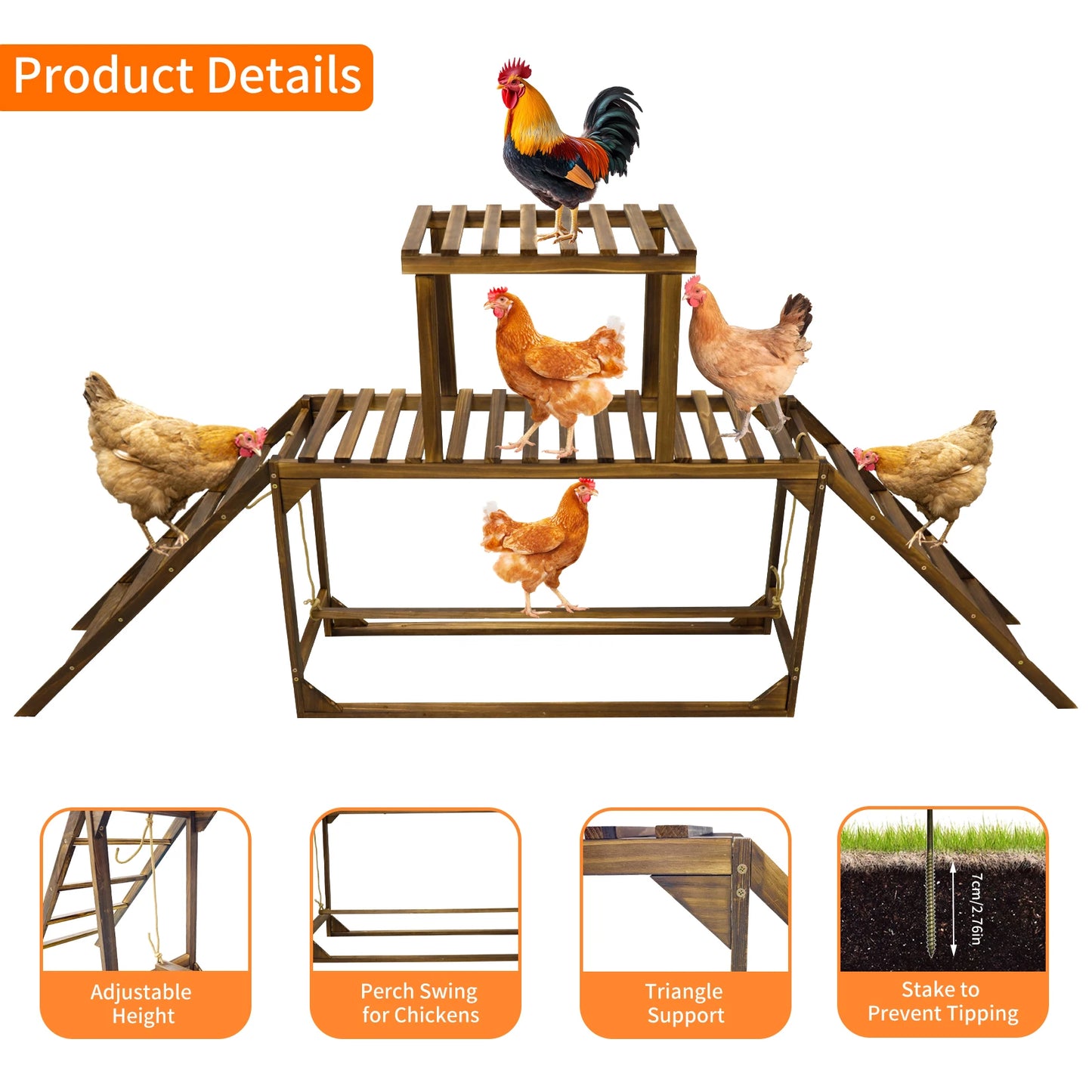 BORWART Farm Animals Chicken Coop Toy With Swing Ladder