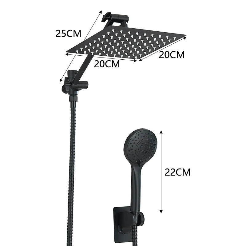 Square Stainless Steel Shower Kit With Luxury Hand Shower and Valve